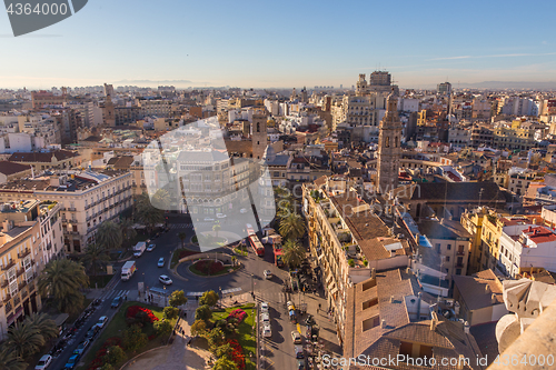 Image of Panoramic View Over Historic Center of Valencia, Spain.