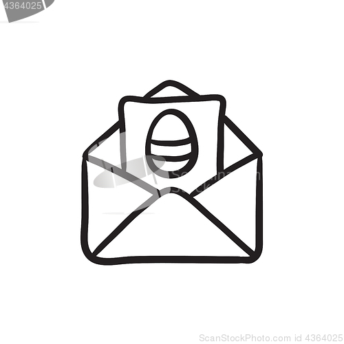 Image of Easter greeting card in envelope sketch icon.