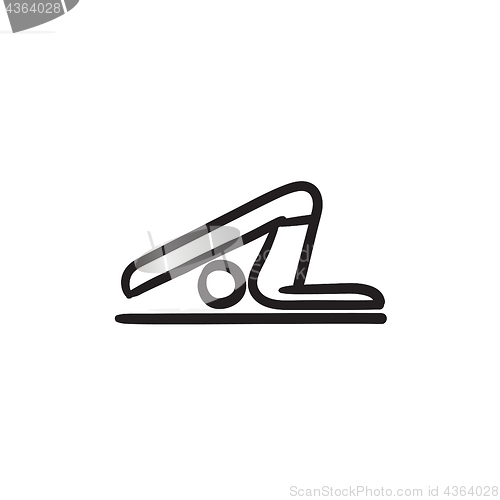 Image of Man practicing yoga sketch icon.