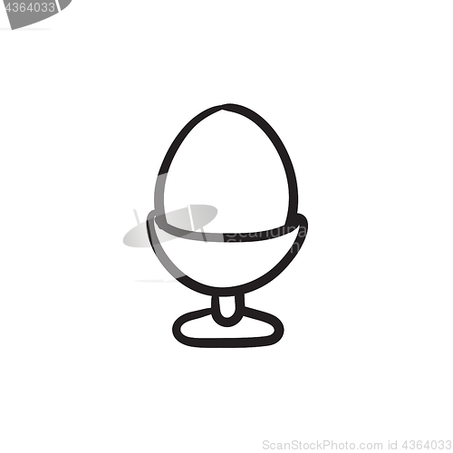 Image of Easter egg in stand sketch icon.