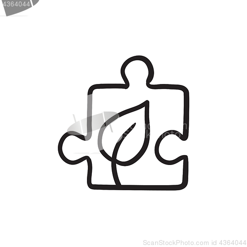 Image of Puzzle with leaf sketch icon.