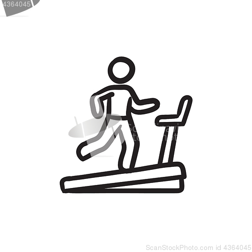 Image of Man running on treadmill sketch icon.