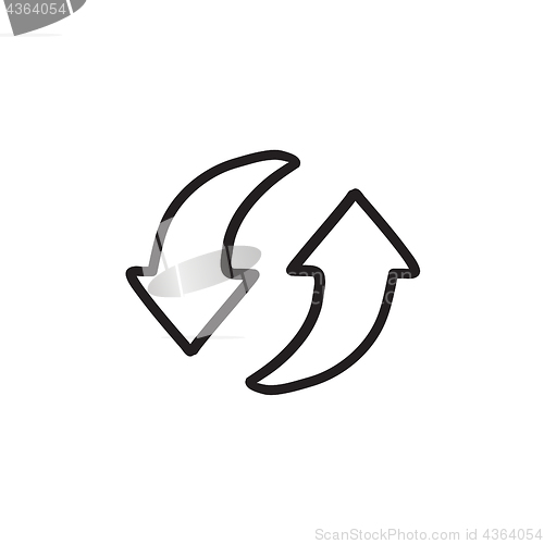 Image of Two circular arrows sketch icon.