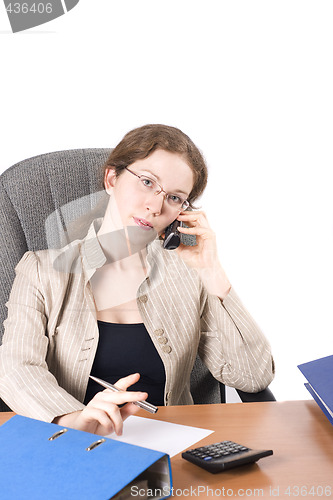 Image of The secretary speaks on phone