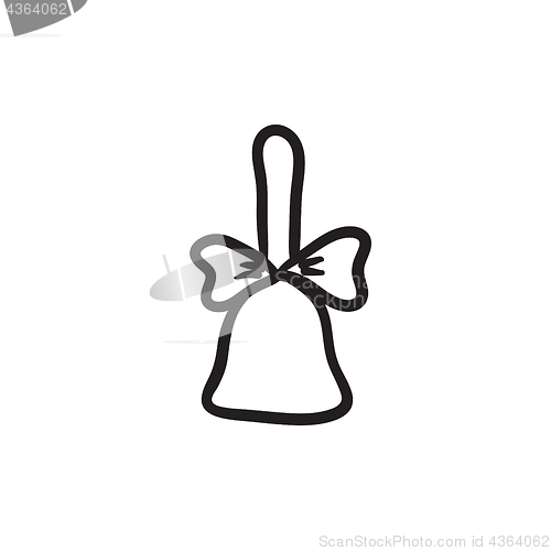 Image of School bell with ribbon sketch icon.