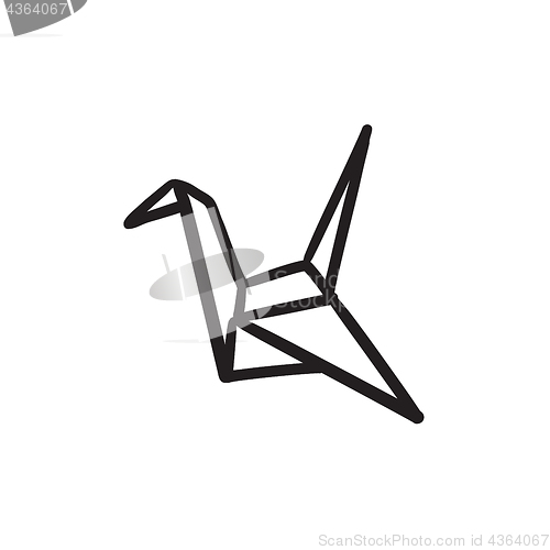 Image of Origami bird sketch icon.