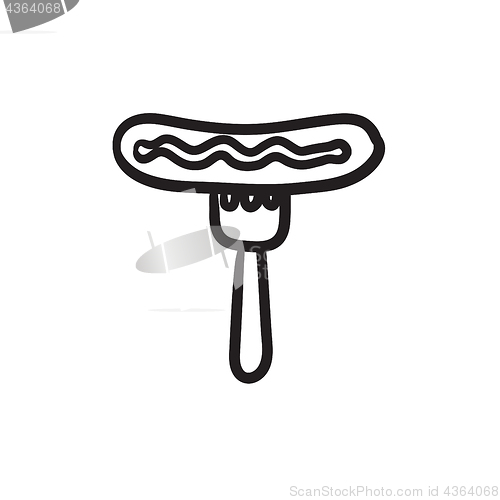Image of Sausage on fork sketch icon.