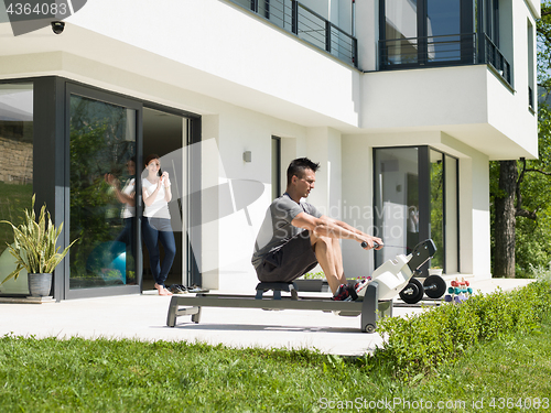 Image of man doing morning exercises