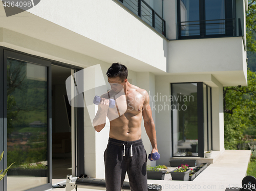 Image of man doing morning exercises