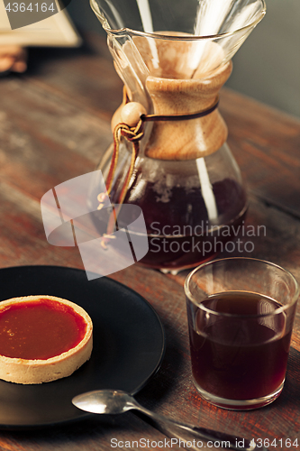 Image of The cake on wooden table