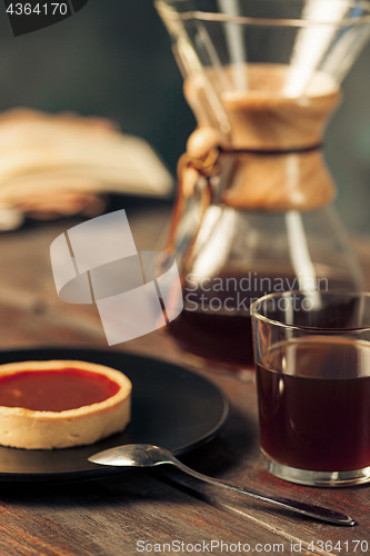 Image of The cake on wooden table