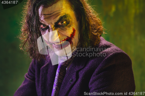 Image of Bloody Halloween theme: crazy maniak face