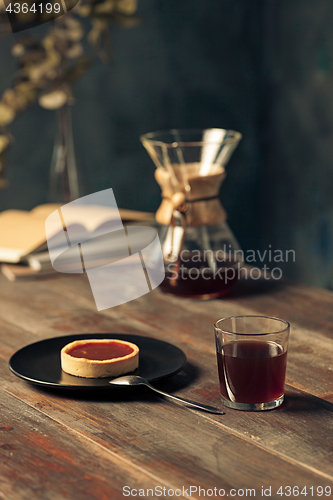 Image of The cake on wooden table