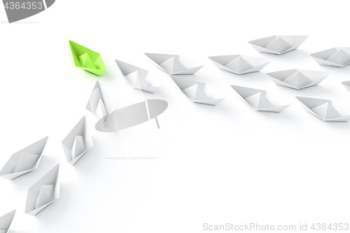 Image of a green boat and some white