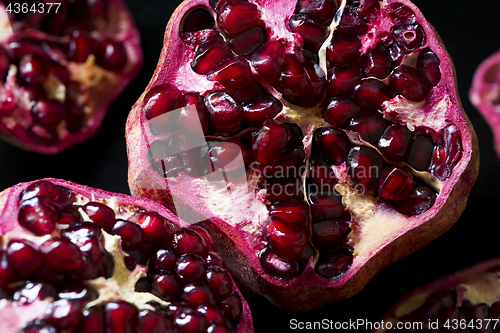 Image of Detail of an open pomegranate 