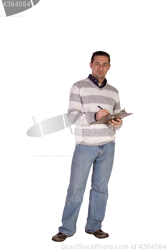 Image of Casual Businessman With a Clipboard