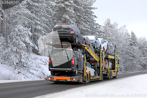 Image of Car Carrier in Winter