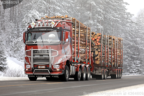 Image of Sisu Polar Timber Transport on Winter Highway