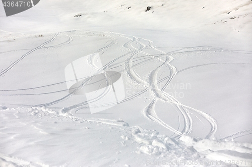 Image of Ski Slope with Fresh Curves