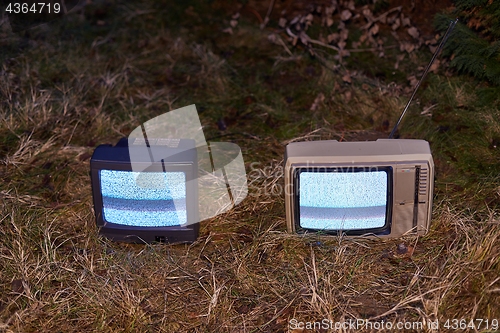 Image of TV no signal in grass