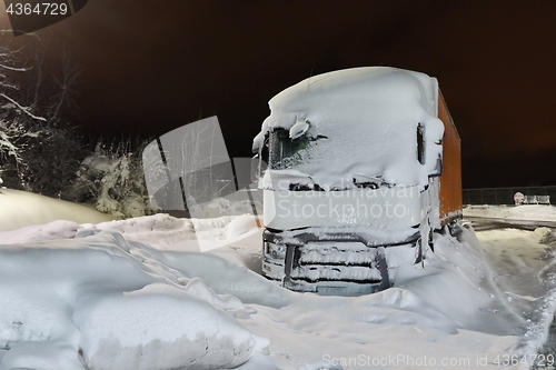 Image of Cargo Truck In Snow