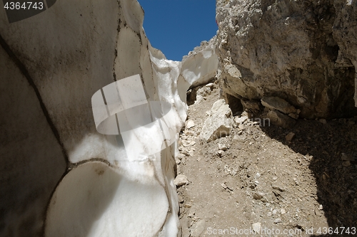 Image of Mountain trail behing a glacier