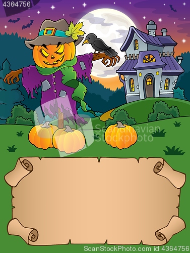 Image of Small parchment and Halloween scarecrow