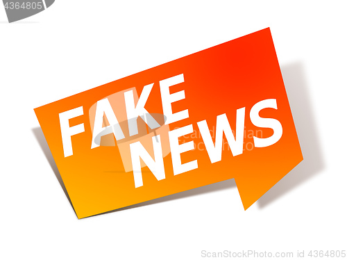Image of red design label with text fake news