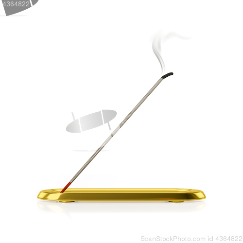 Image of a incense stick with golden tray