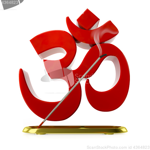 Image of a incense stick with red om sign