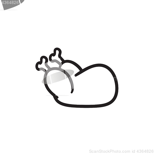 Image of Raw chicken sketch icon.