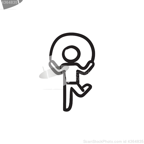 Image of Child jumping rope sketch icon.