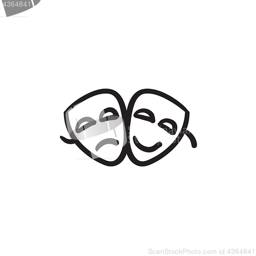 Image of Two theatrical masks sketch icon.