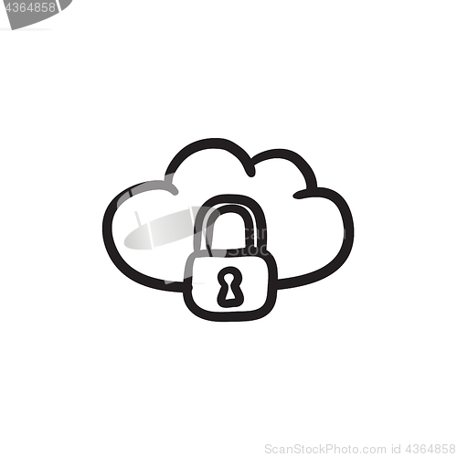 Image of Cloud computing security sketch icon.