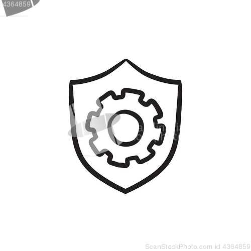 Image of Shield with gear sketch icon.