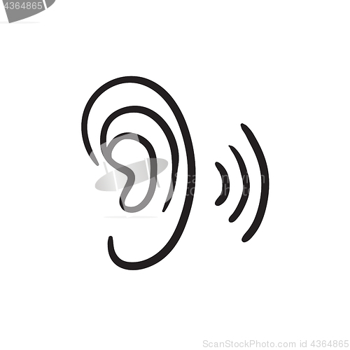 Image of Human ear sketch icon.