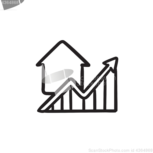 Image of Graph of real estate prices growth sketch icon.