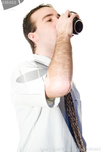 Image of Office Worker Drinking Coffee