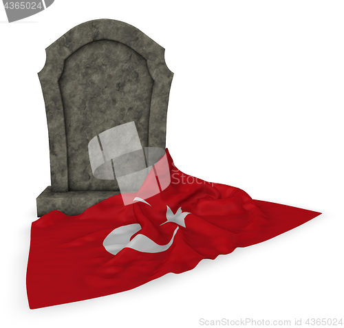 Image of gravestone and flag of turkey - 3d rendering