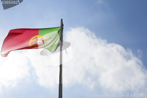 Image of National flag of Portugal on a flagpole