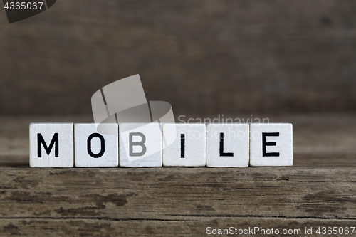 Image of Mobile, written in cubes    