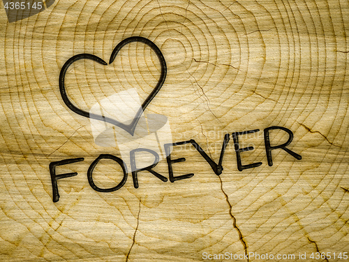 Image of wooden heart love forever branding