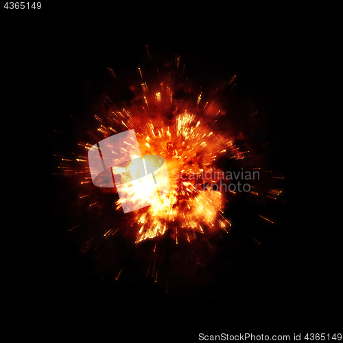 Image of a detailed fire explosion on black background