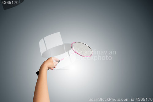 Image of Color photo of one racket for badminton