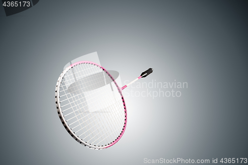 Image of Color photo of one racket for badminton