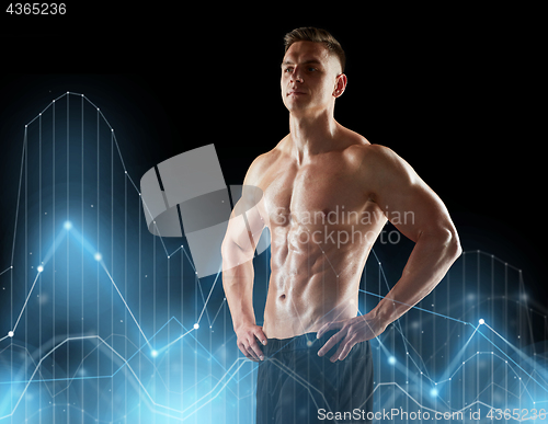 Image of young man or bodybuilder with bare torso