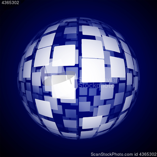 Image of a globe of white tiles on black background