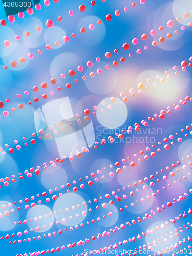 Image of Party sky background with balloon decorations and bokeh lights