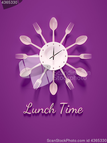 Image of purple cutlery clock for lunch time