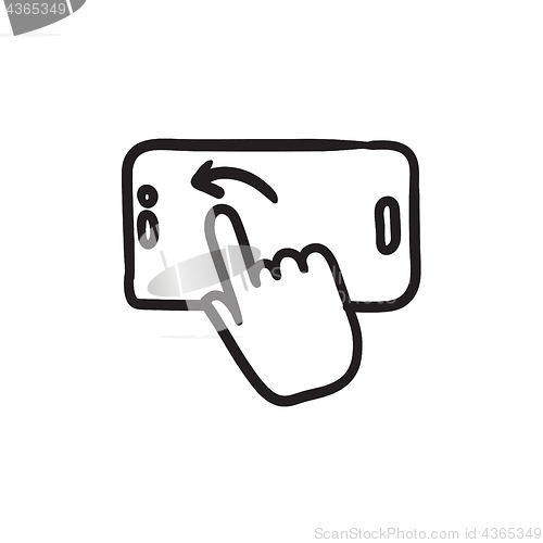 Image of Finger touching smartphone sketch icon.